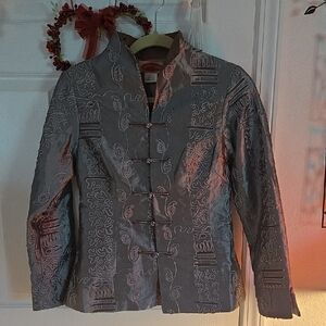 Elegant Gray Embroidered Jacket